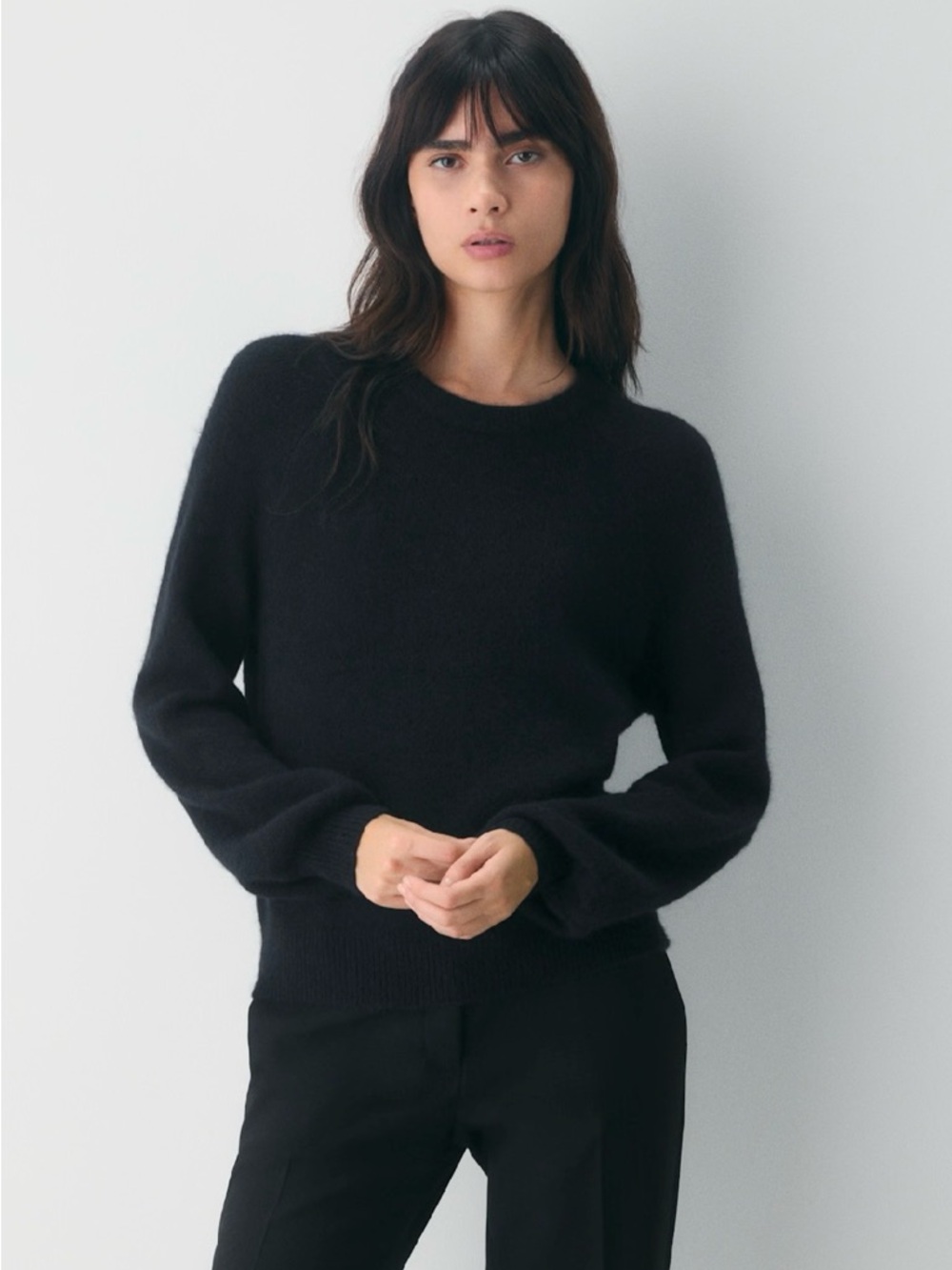 Wilfred by Aritzia Sonder Black Wool Cashmere Blend Crewneck Sweater Size XXS